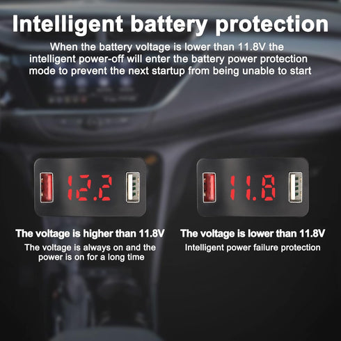XMSJSIY Car OBD USB Charger Power Adapter DC12?24V Dual USB Charger Socket with Digital Display USB 30W Fast Charging QC2.0 QC3.0 Charger for Vehi...